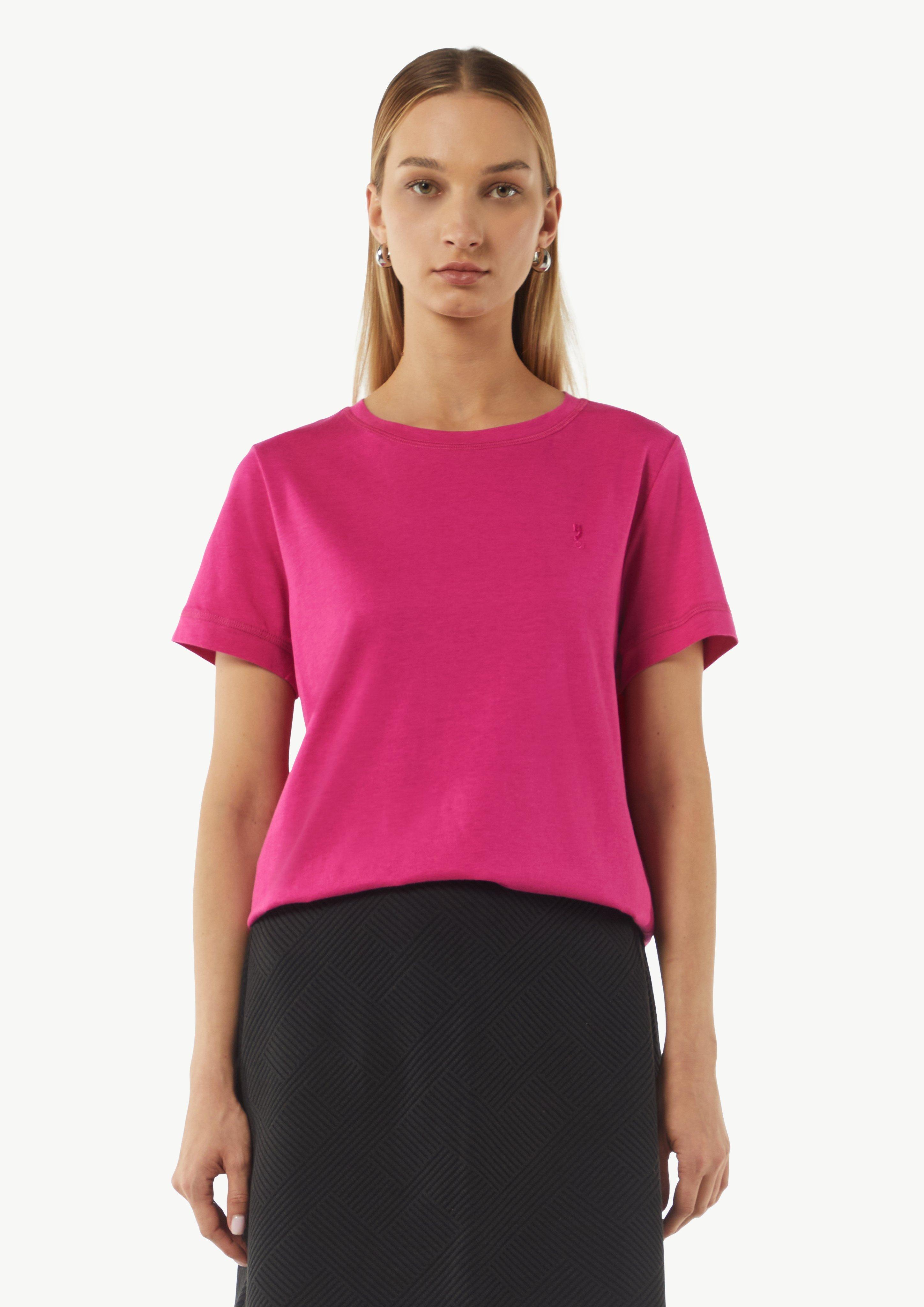 Weiches T-Shirt mit Logo-Stickerei - himbeere