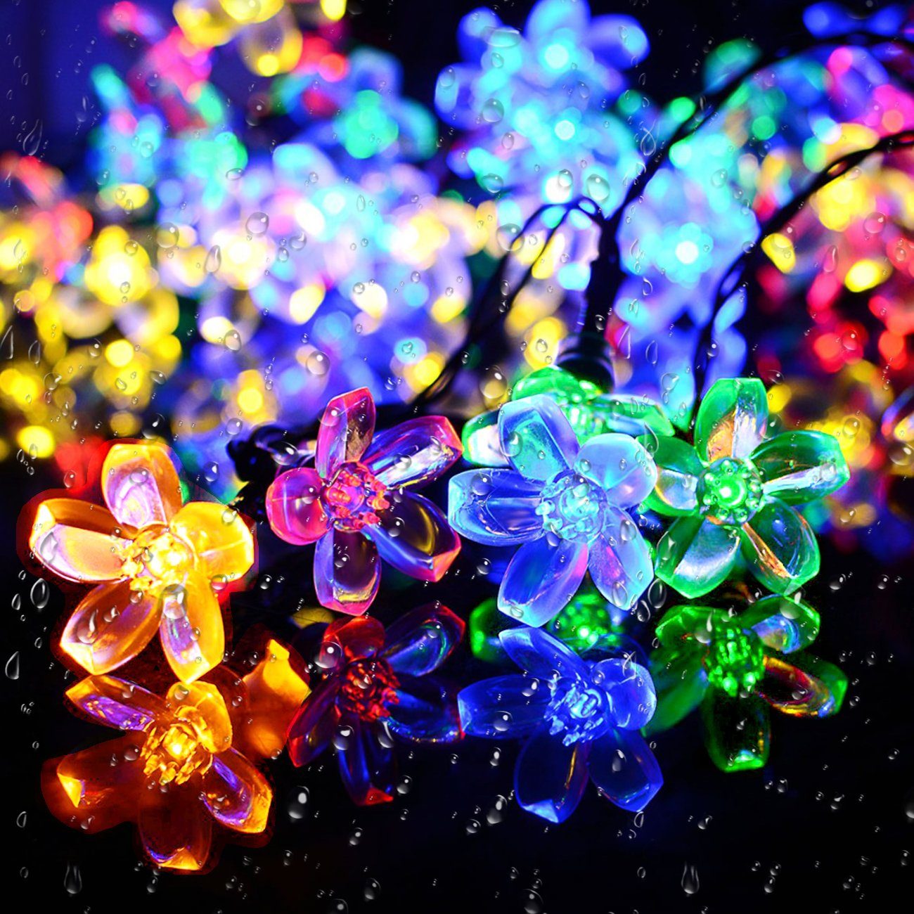 Salcar LED Solarleuchte 5m Solar-Lichterkette Garten mit 20 Kirschblüten