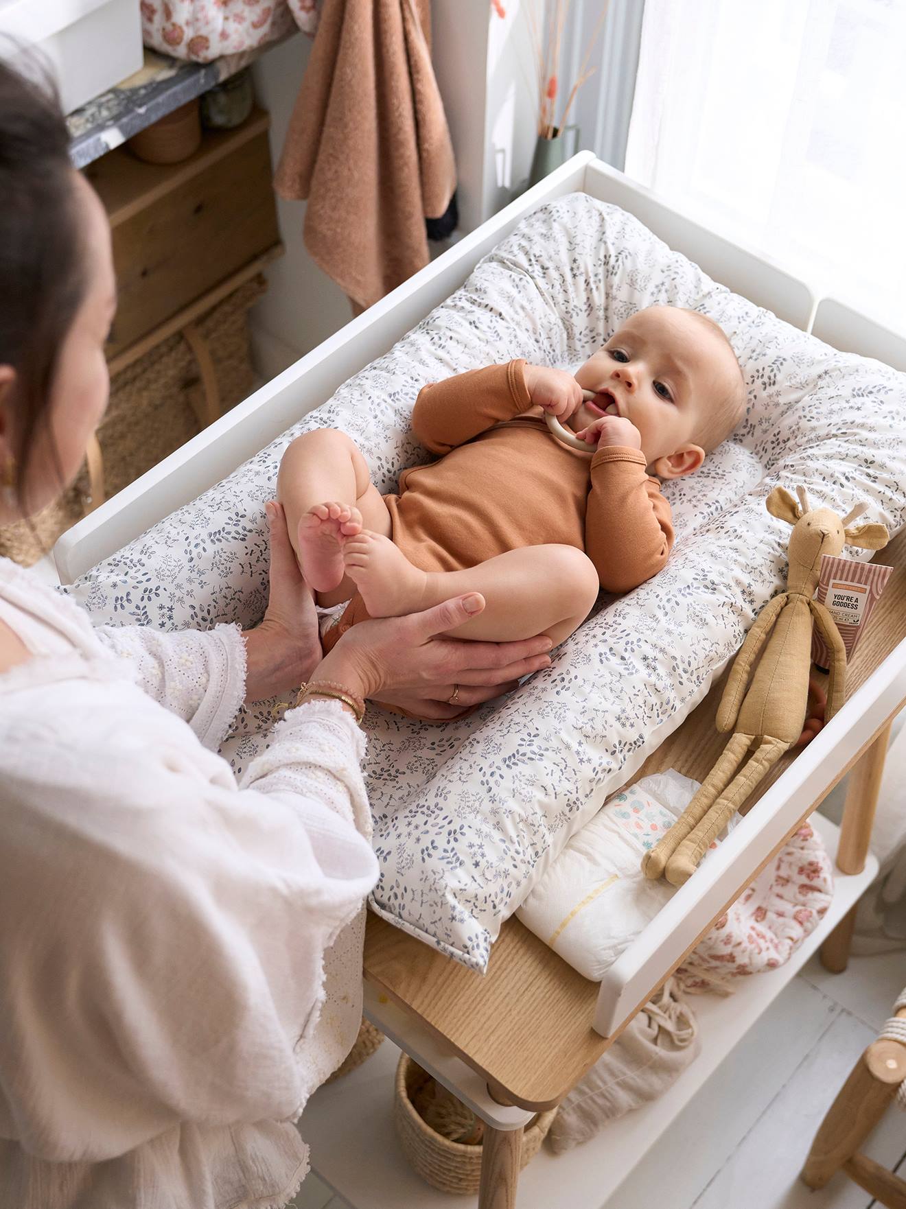 Vertbaudet Baby Wickelauflage - weiß bedruckt löwe
