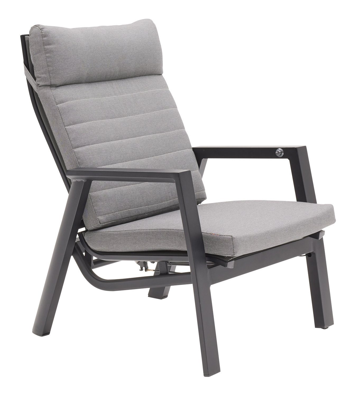 MONDO Gartensessel ASCELLA, Aluminium, Anthrazit, Grau, B 82 cm, Rückenlehne verstellbar, mit Sitz- und Rückenkissen