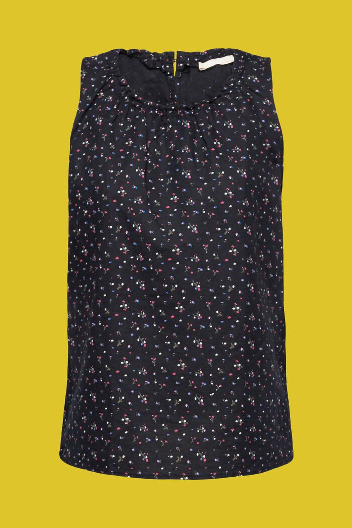 Ärmellose Leinenbluse mit floralem Print