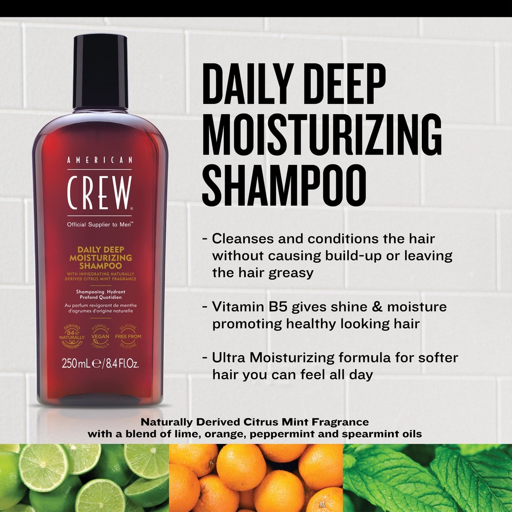 american crew Shampooing Hydratant Quotidien, CheveuxNormaux à Secs Shampoing