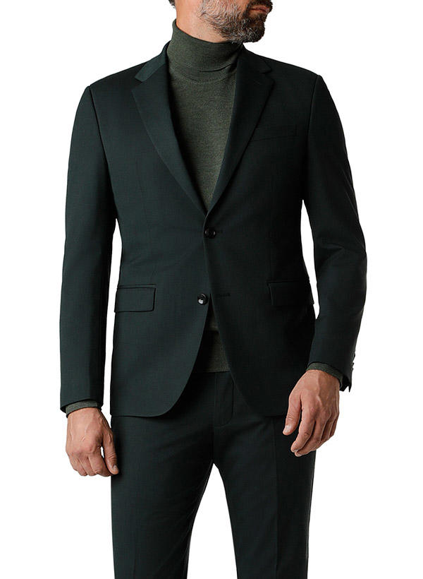 Strellson, Sakko Aidan, Slim Fit, Woll-Stretch, dunkelgrün meliert