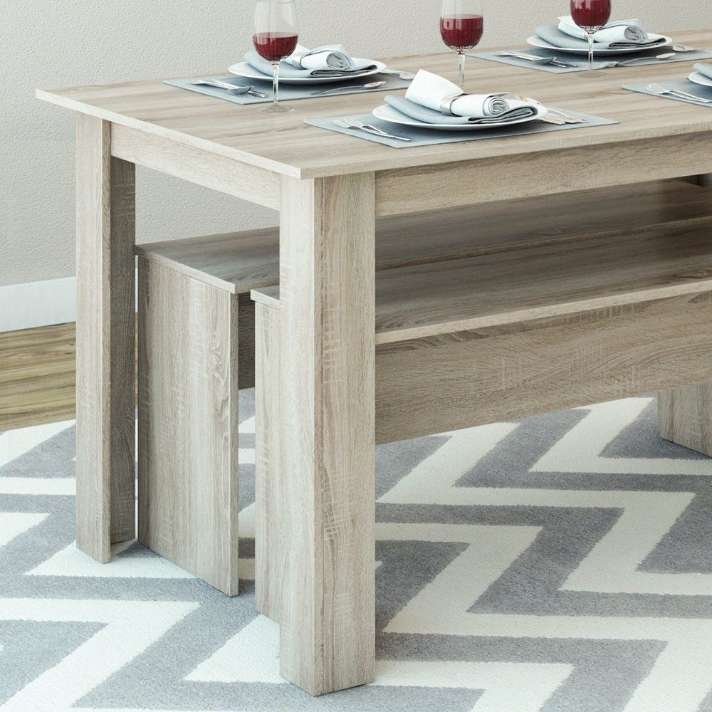 Vicco Essgruppe Tischgruppe Sitzgruppe SENTIO Sonoma, (Set, 3-tlg., 3-er Set), platzsparend