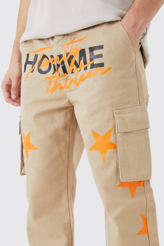 Tall Fixed Waist Relaxed Applique Cargo Gusset Trouser