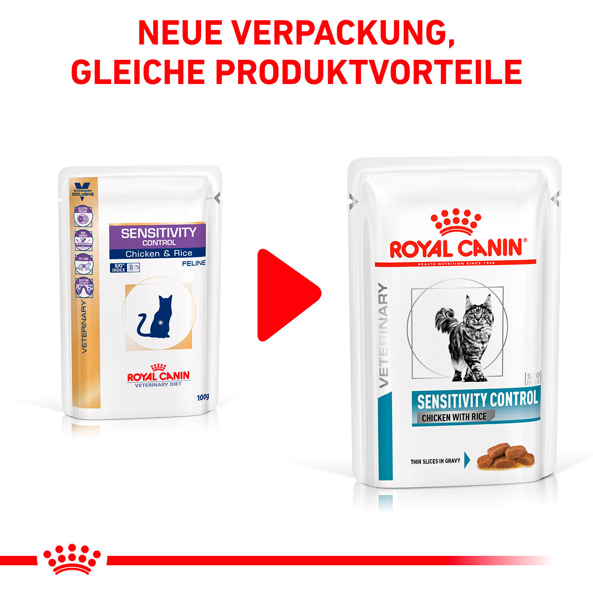 ROYAL CANIN Veterinary SENSITIVITY CONTROL HUHN MIT REIS Nassfutter für Katzen 12x85g