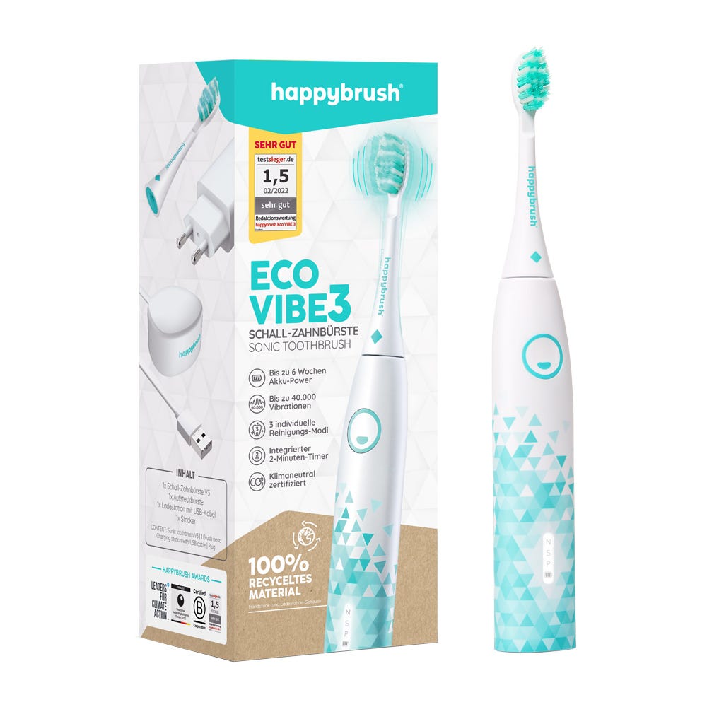 Happybrush ECO Vibe 3 Weiß/Mint