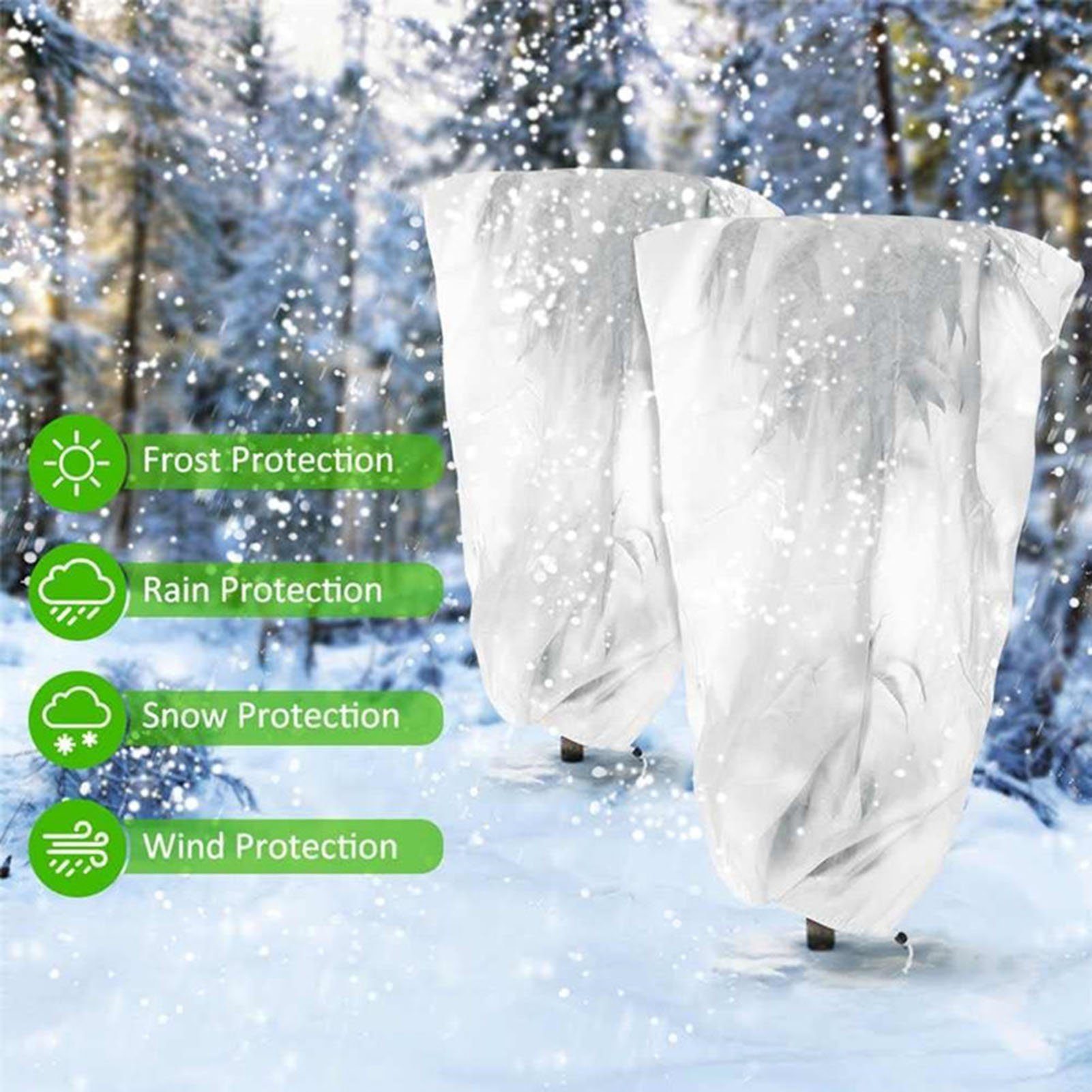 Rutaqian Winterschutzhaube Winterschutz für Pflanzen 2 Stück Winterschutz für Kübelpflanzen (Frostschutz Pflanzen schutzbeutel mit Reißverschluss Zugband, Reißfest Vlies Schutzhülle für Topfpflanzen), Wiederverwendbar Frostschutz Pflanzenschutz Winte