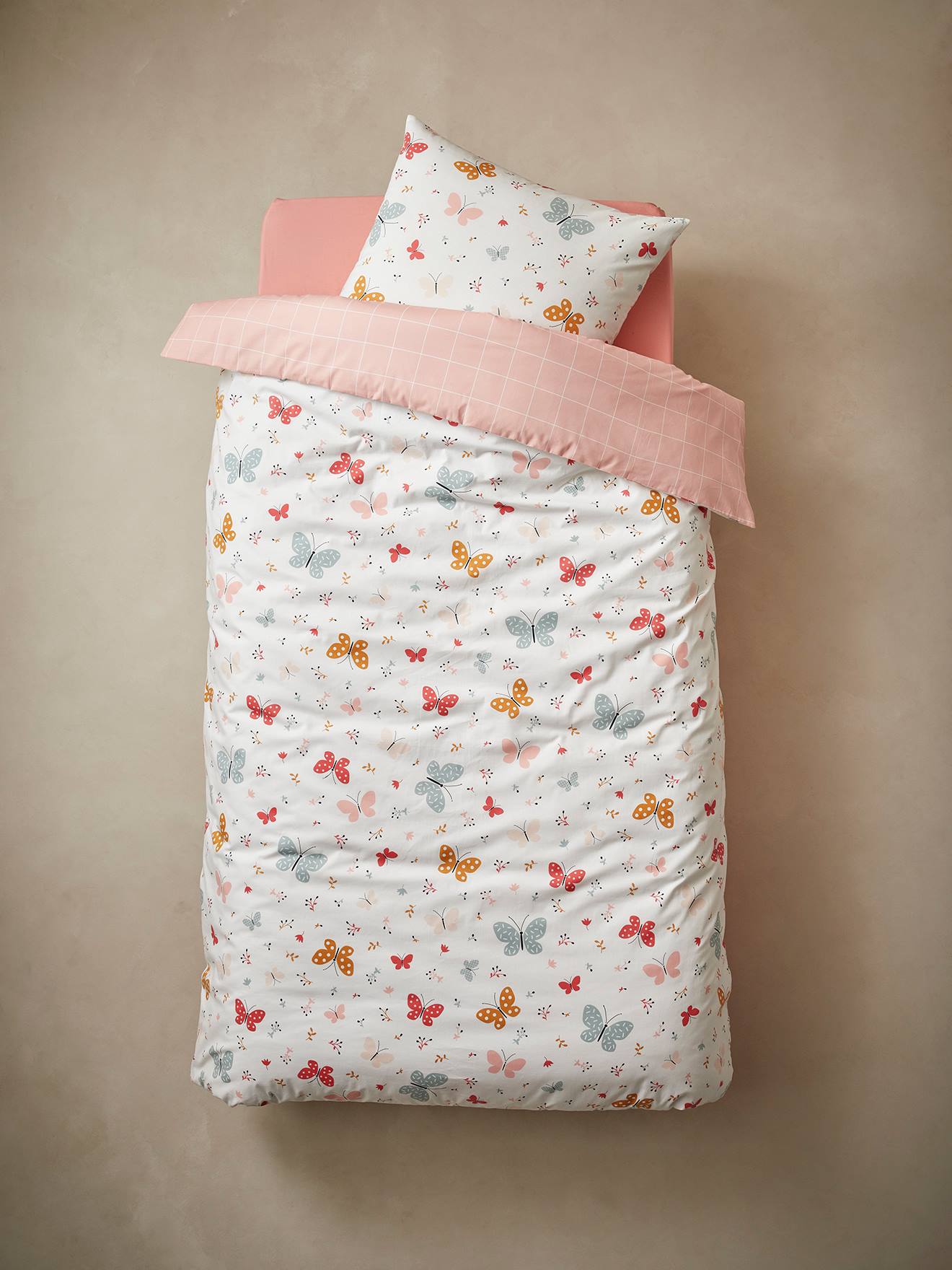 Vertbaudet Kinder Bettwäsche-Set SCHMETTERLINGE Oeko-Tex - rosa