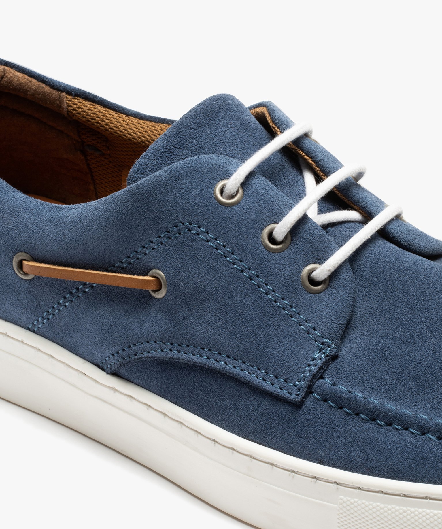 Chaussures bateau homme dessus en cuir uni à semelle contra... bleu | GEMO
