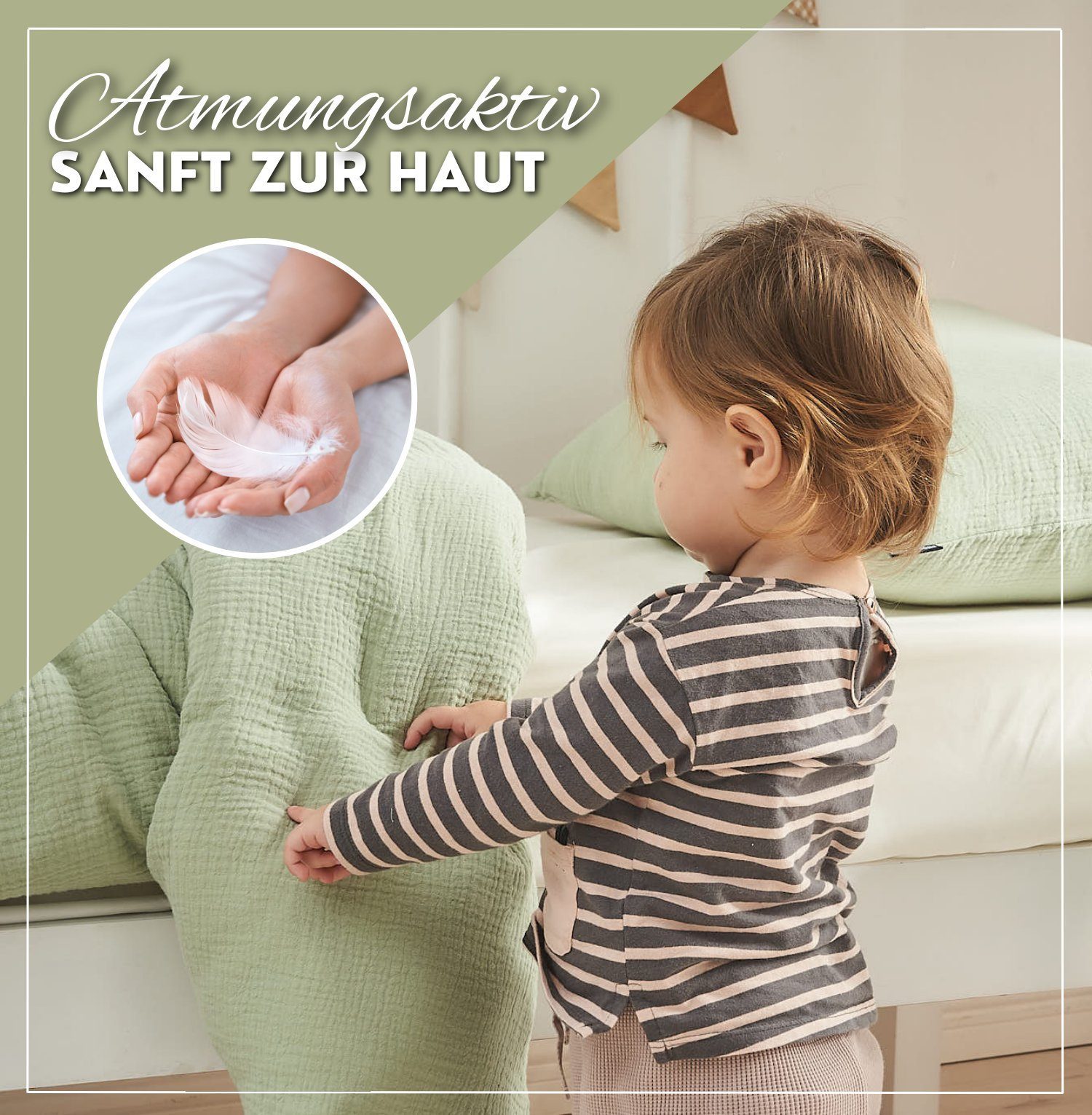 Babybettwäsche PANDA I 2-teiliges Bettwäsche - Kinderbettwäsche - GOTS zertifiziert, Alavya Panda, 100% Bio-Baumwolle Knitterlook Bügelfrei Made in Green, Bettwäsche-Set Musseline mit Kissenbezug Perfekt für Mädchen und Jungs