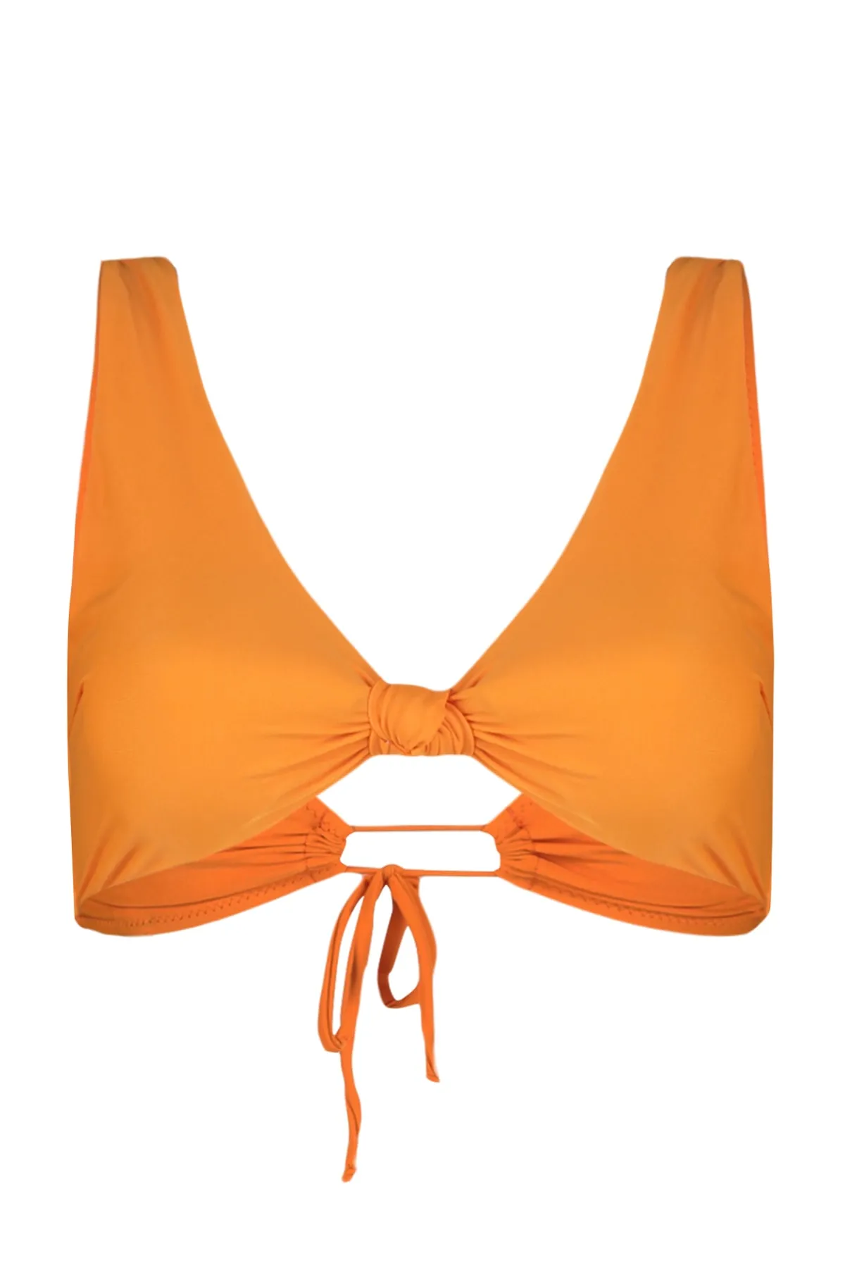 Trendyol Collection  Orangefarbenes Triangel-Bikinioberteil mit Knoten TBESS23BU00018