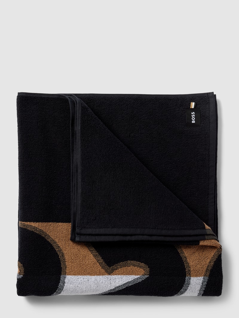 Strandtuch mit Label-Print Modell 'Beach Towel Bold' in schwarz