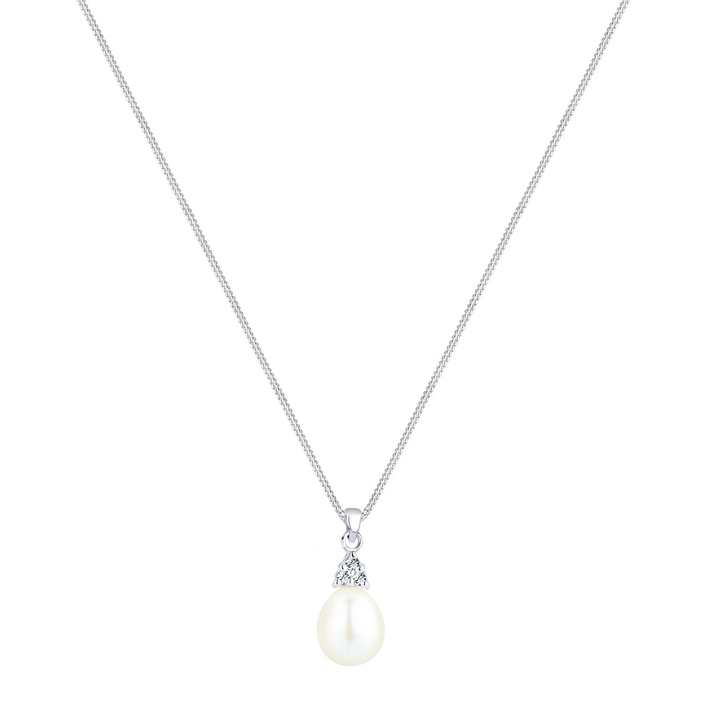Elli Elli Collier Perle d'Eau Douce Cristal Collier Femme  (925/1000) Argent collier