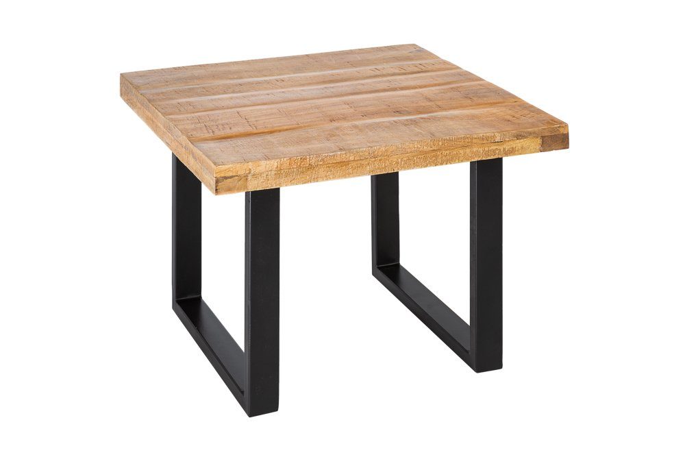 riess-ambiente Couchtisch IRON CRAFT 60cm natur / schwarz, Wohnzimmer · Massivholz · Metall · eckig · Industrial
