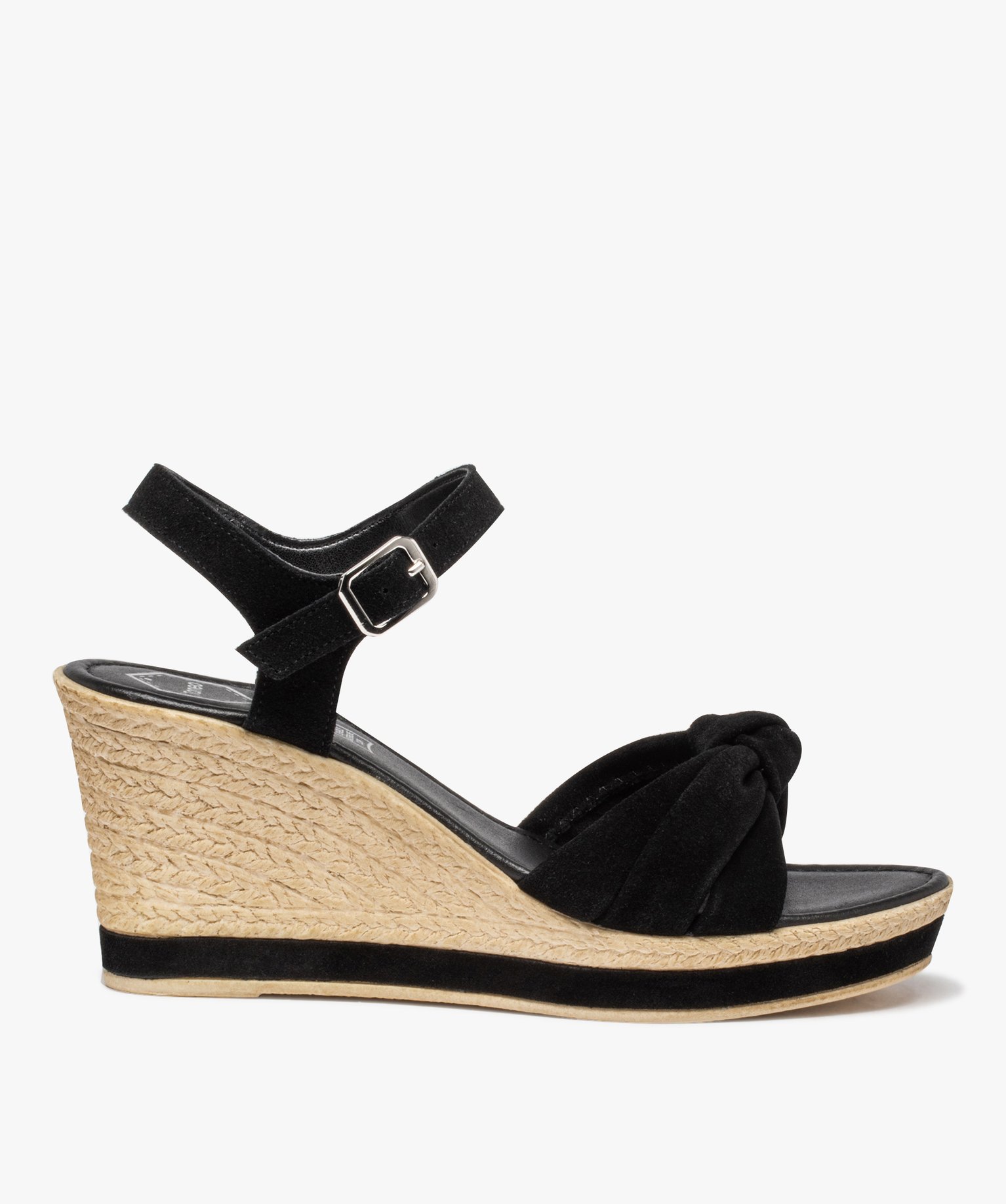 Sandales femme compensées dessus cuir suédé - Tanéo noir | GEMO