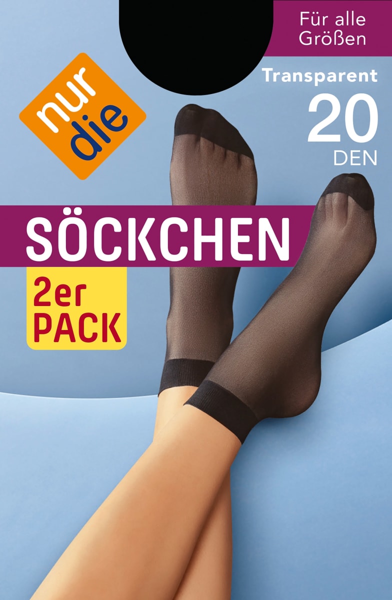Söckchen transparent schwarz onesize 20 DEN, 2 St