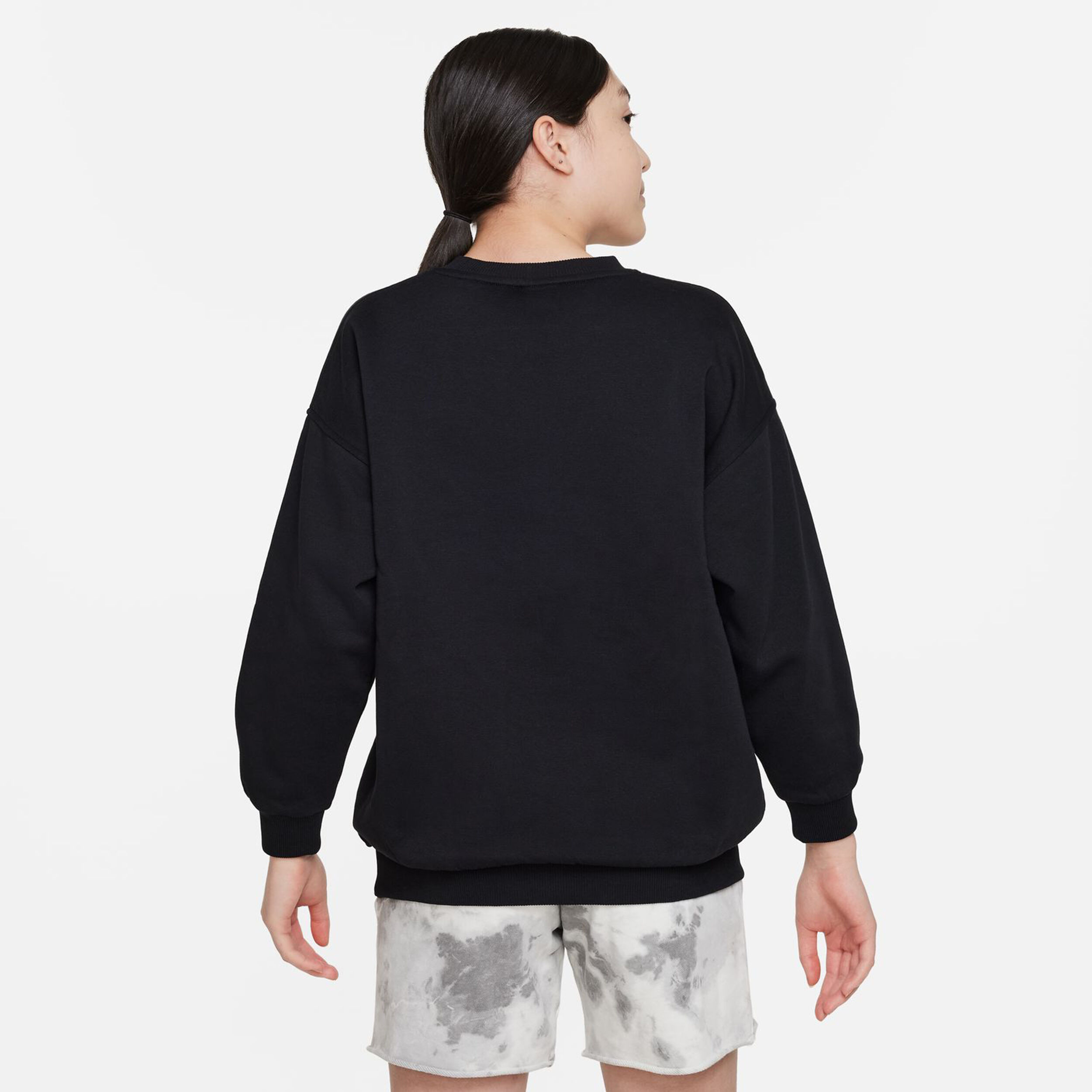 Club Fleece Oversized Crew Sweatshirt Mädchen - Schwarz