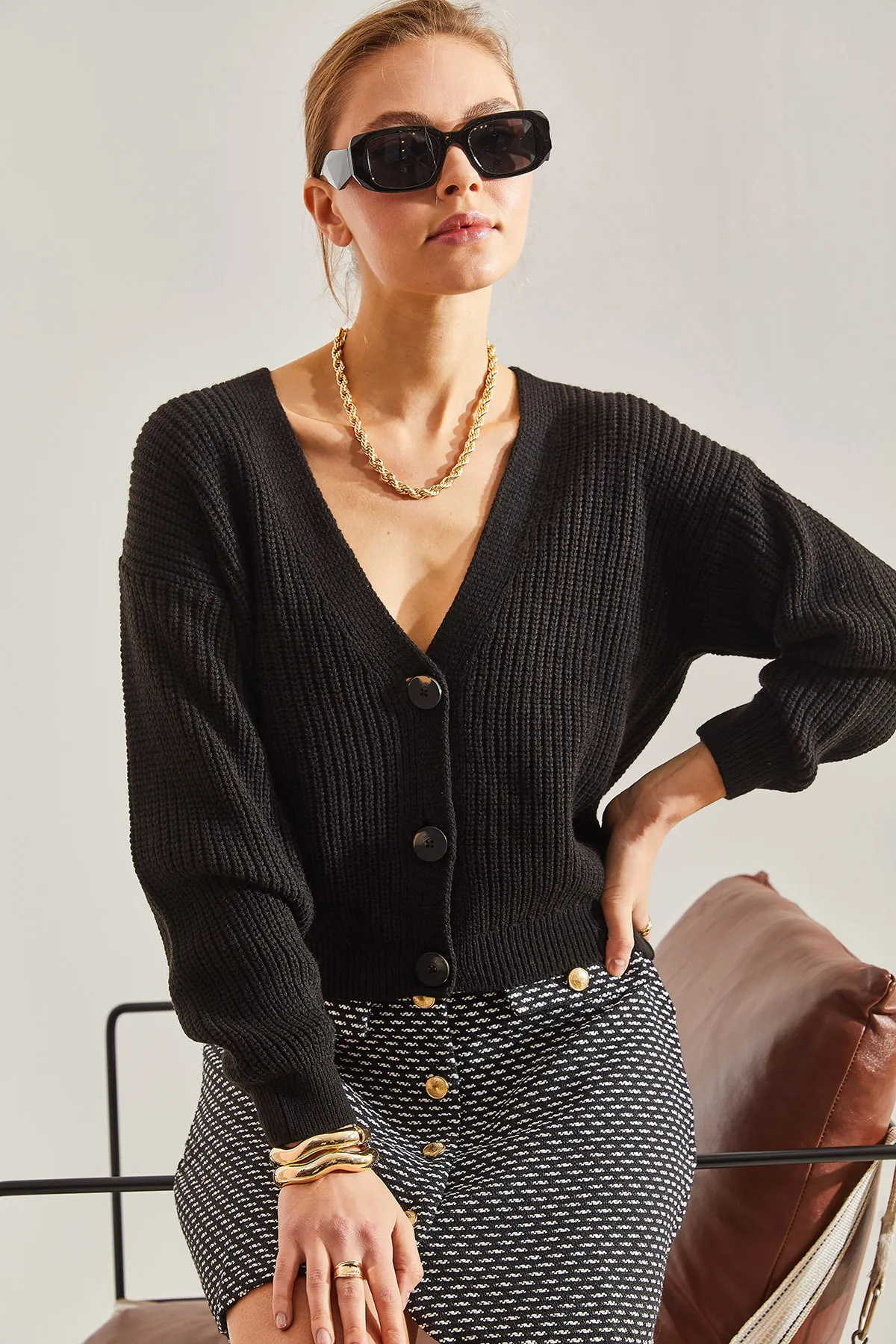 Bianco Lucci  Geknöpfter Strick-Cardigan für Damen