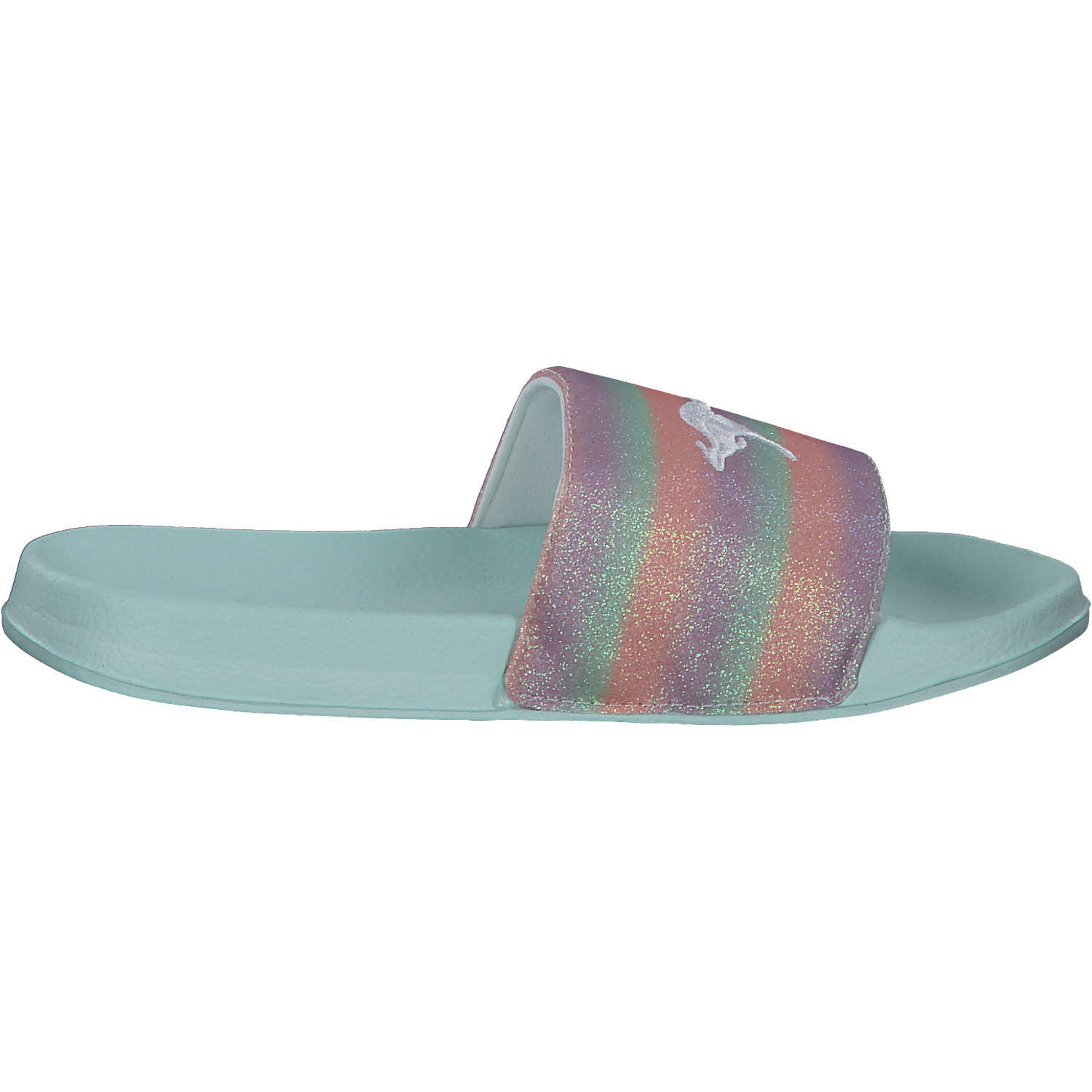 KangaROOS K-Slide Shine 18574, Badeschuhe, Kinder, mint/rainbow