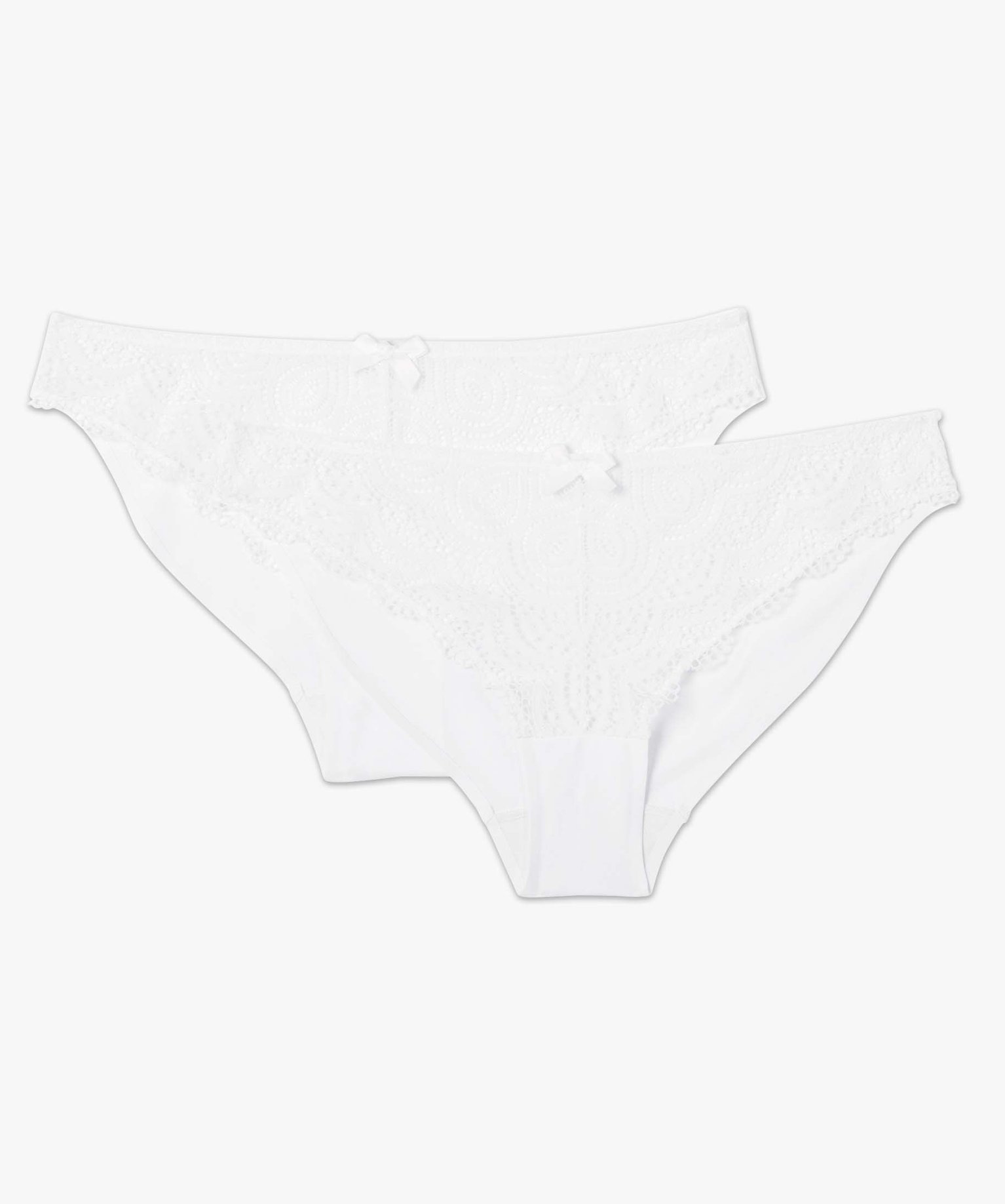 Culotte femme en microfibre et dentelle (lot de 2) blanc | GEMO