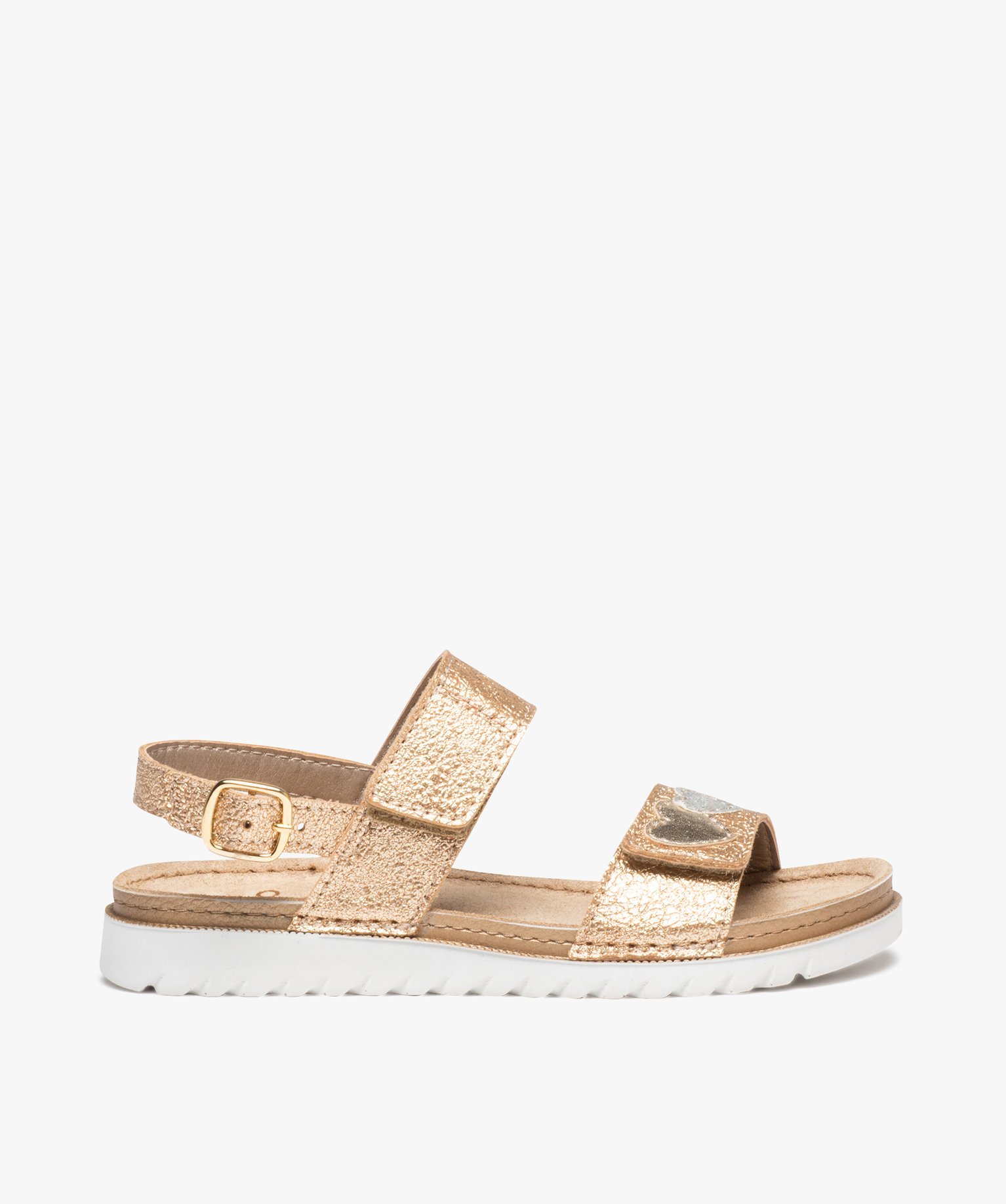 Sandales fille à brides irisées avec scratch or | GEMO