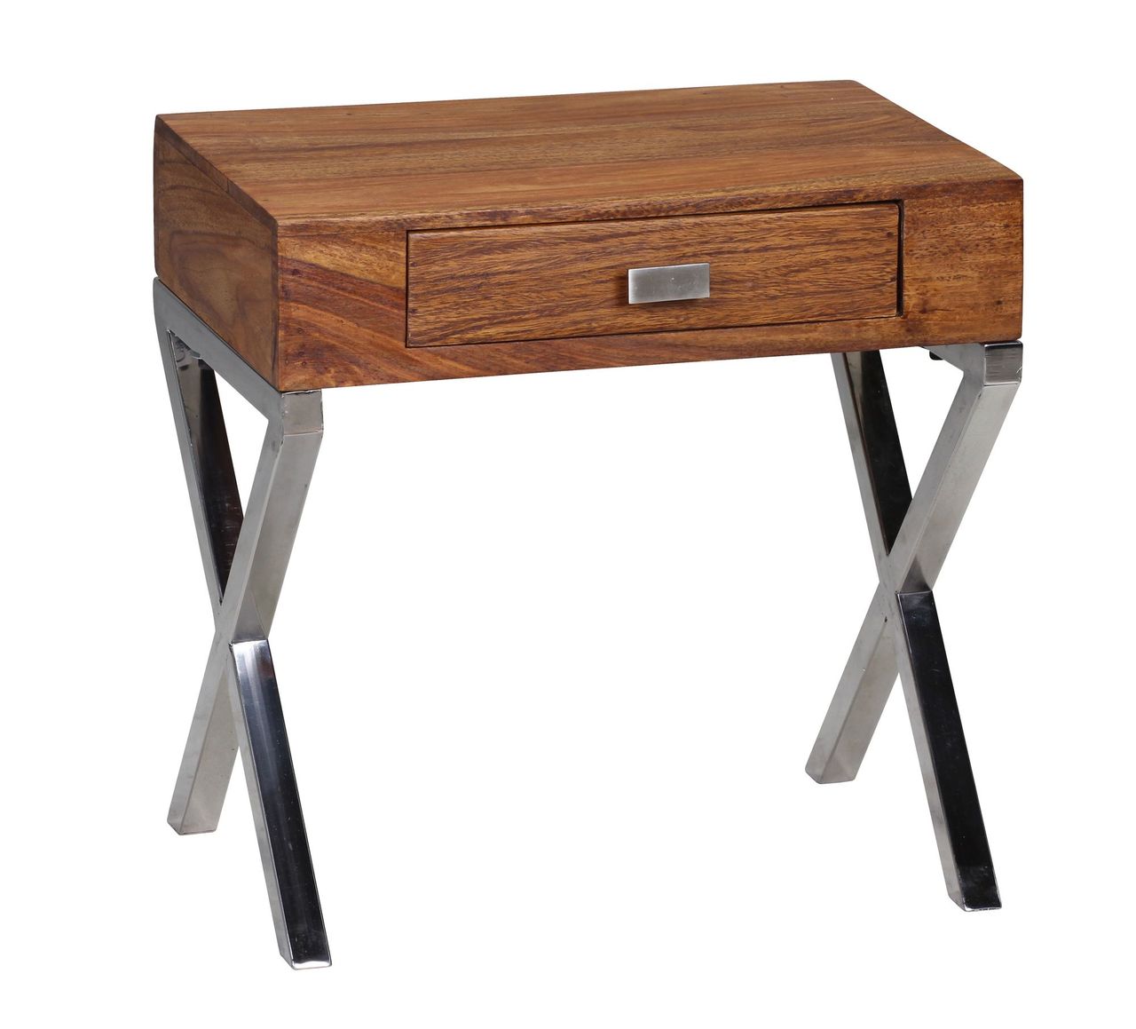 Wohnling Sheesham Massivholz Nachtkonsole mit Schublade