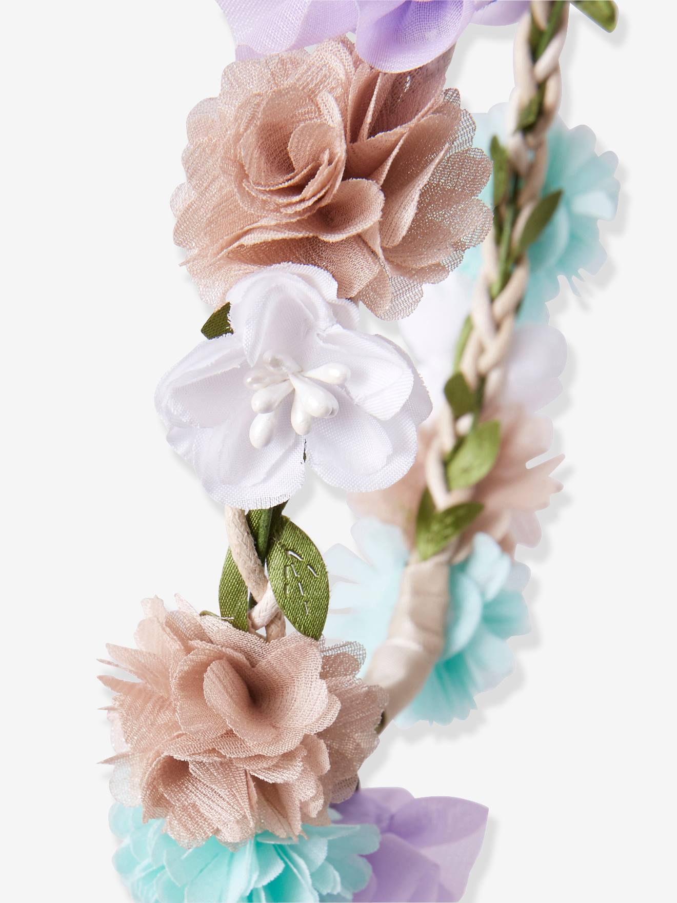 Couronne de fleurs fille bleu pale