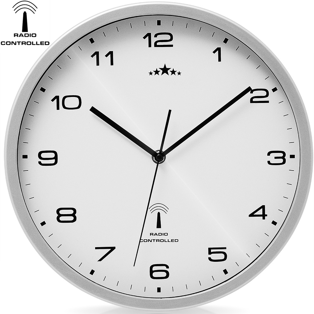 DEUBA Funk Wanduhr 31cm weiß / silber
