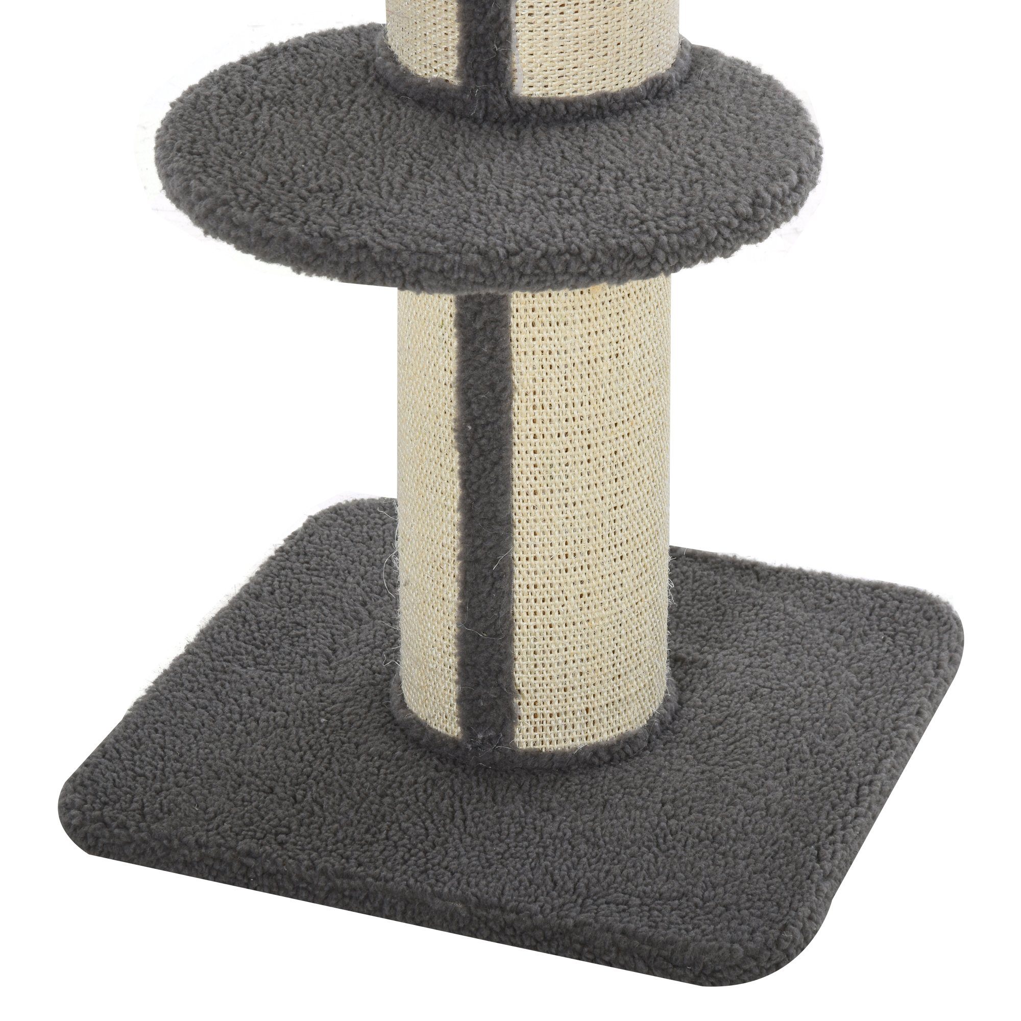 PawHut Kratzbaum Katzenbaum Spielbaum Kratzstamm mit Plattform, Sisal, Plüsch, Grau, 45L x 45B x 91H cm