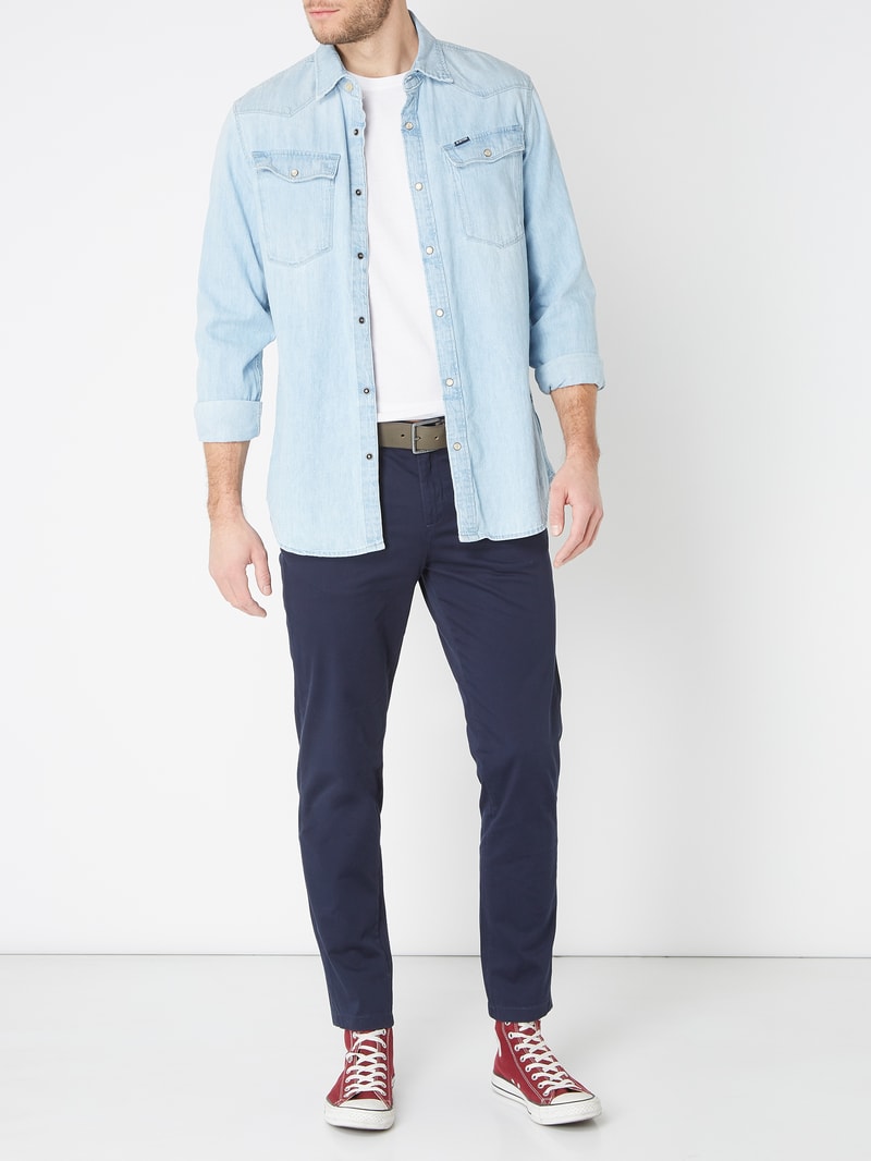 Slim Fit Chino mit Stretch-Anteil in dunkelblau