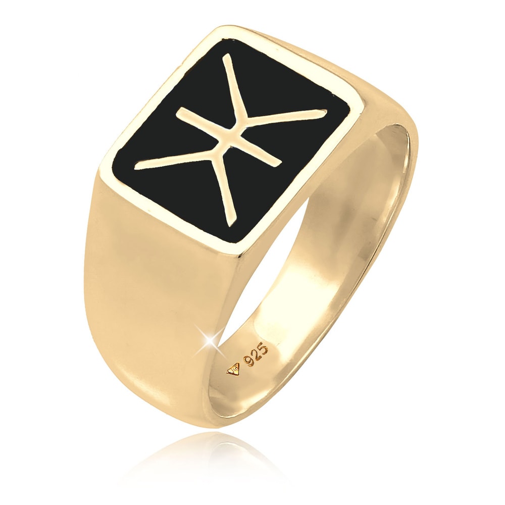 KUZZOI KUZZOI Bague Bague chevalière homme logo tendance avec émail en argent sterling 9 Bague