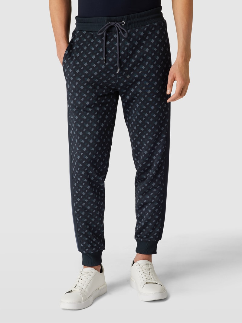 Sweatpants mit Allover-Muster Modell 'Lammont' in marineblau