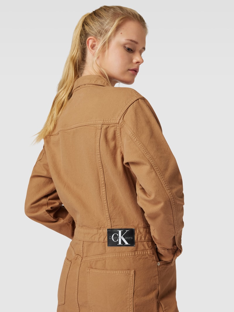 Jeanskleid mit Umlegekragen Modell 'CANVAS' in cognac