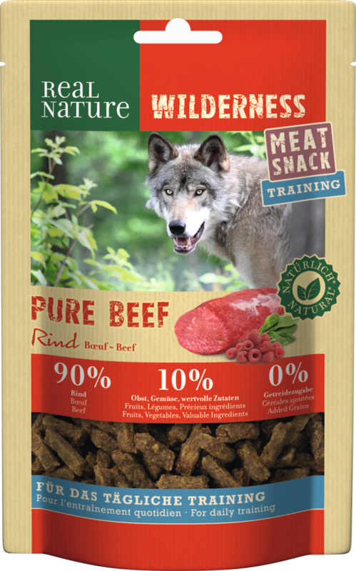 REAL NATURE Snacks REAL NATURE WILDERNESS Meat Snack Training 150g Pure Beef (Rind mit Himbeeren und Spinat)