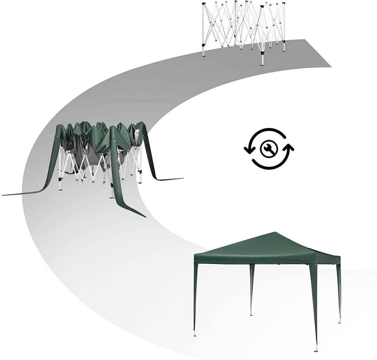 Woltu Faltpavillon, Pop-Up Pavillon aus Oxford Metallrahmen 3x3 m