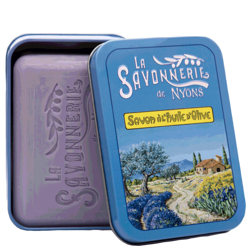 La savonnerie de nyons Savon 200g Lavande et Boîte Métal Paysage Savon
