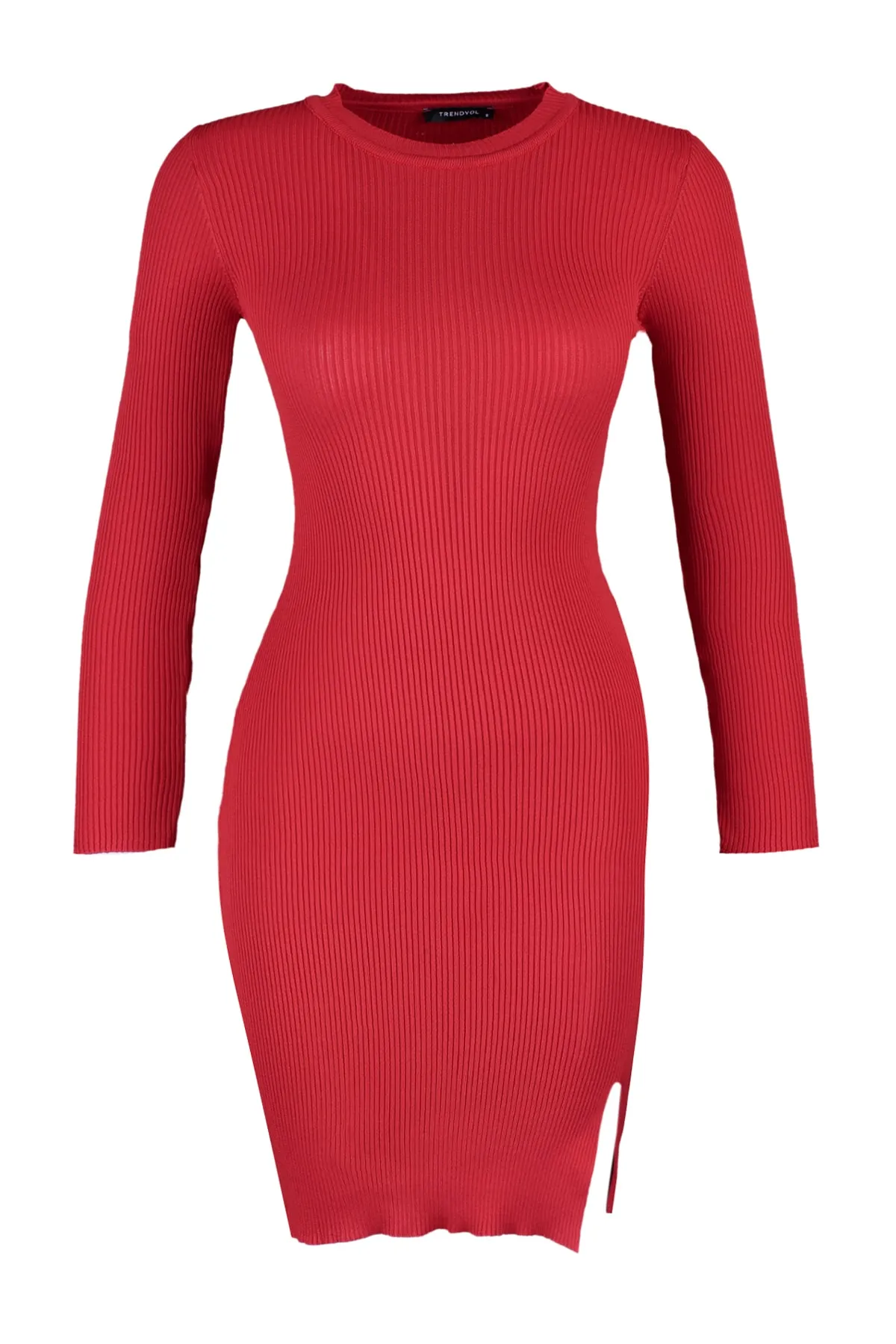 Trendyol Collection  Rotes Strickkleid mit Rundhalsausschnitt