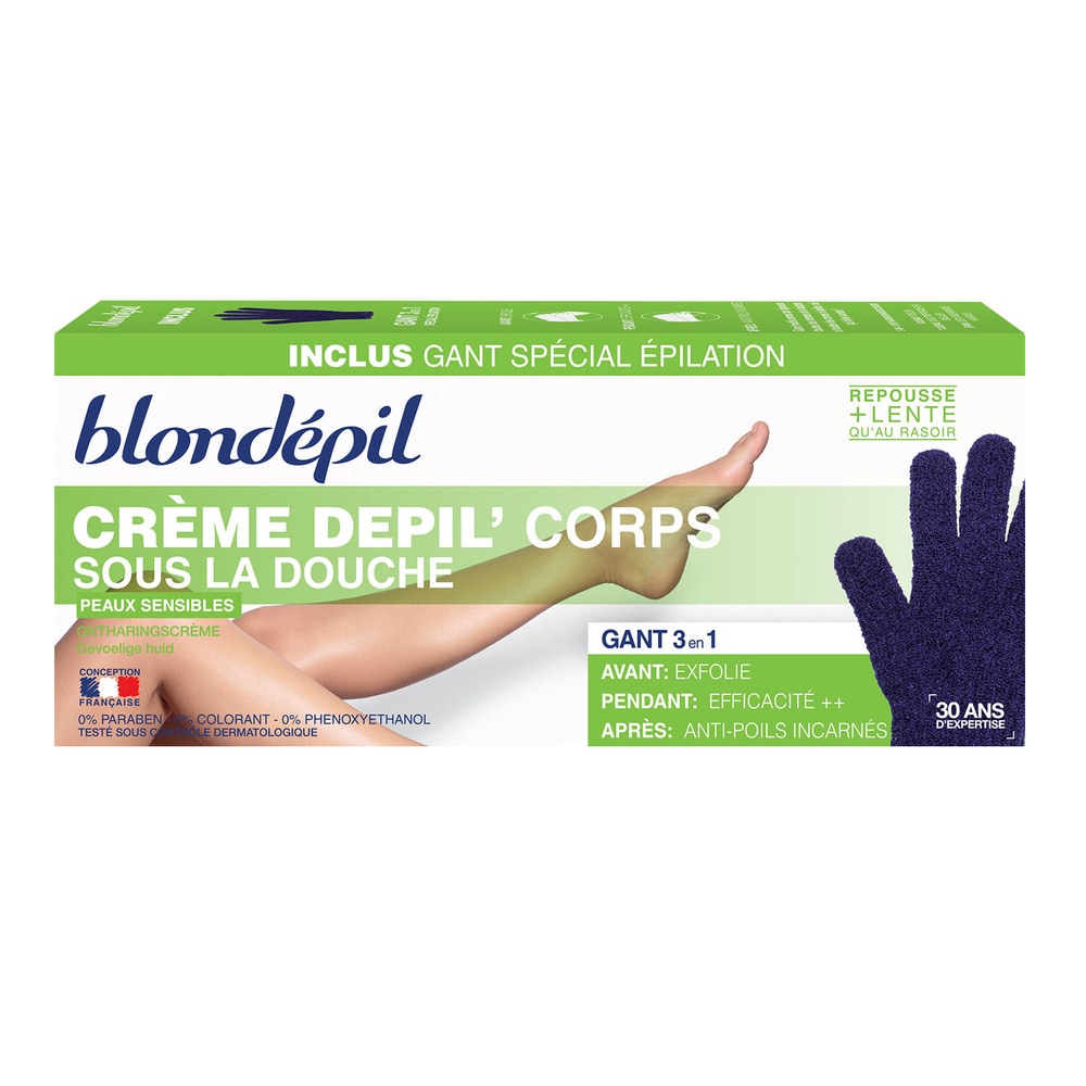 blondepil CREME DEPIL' Corps Crème dépilatoire Corps + Gant gommant