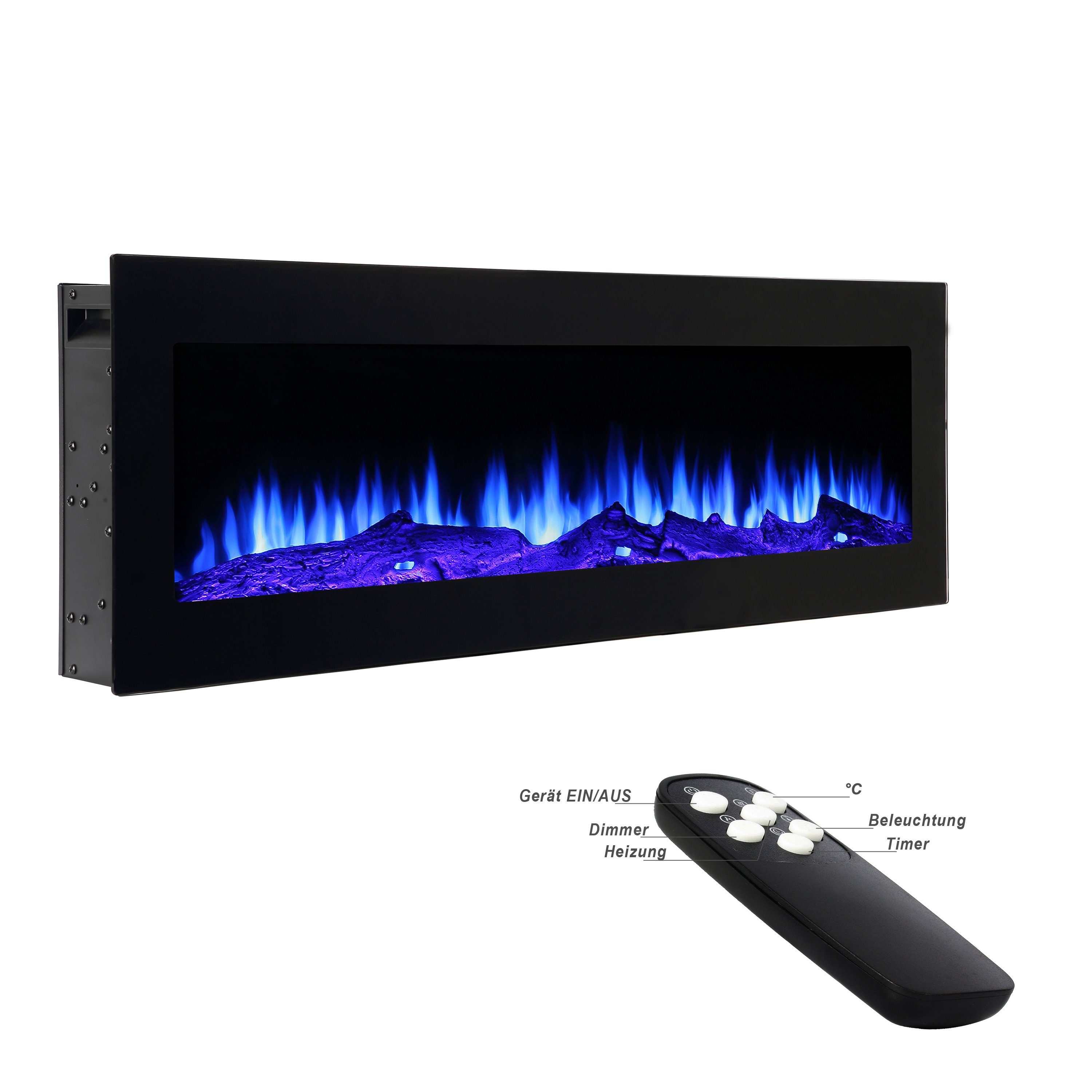 El Fuego Elektrokamin Cortina Elektrokamin Wandkamin Einbaukamin 110cm El Fuego®, Thermostatsteuerung
