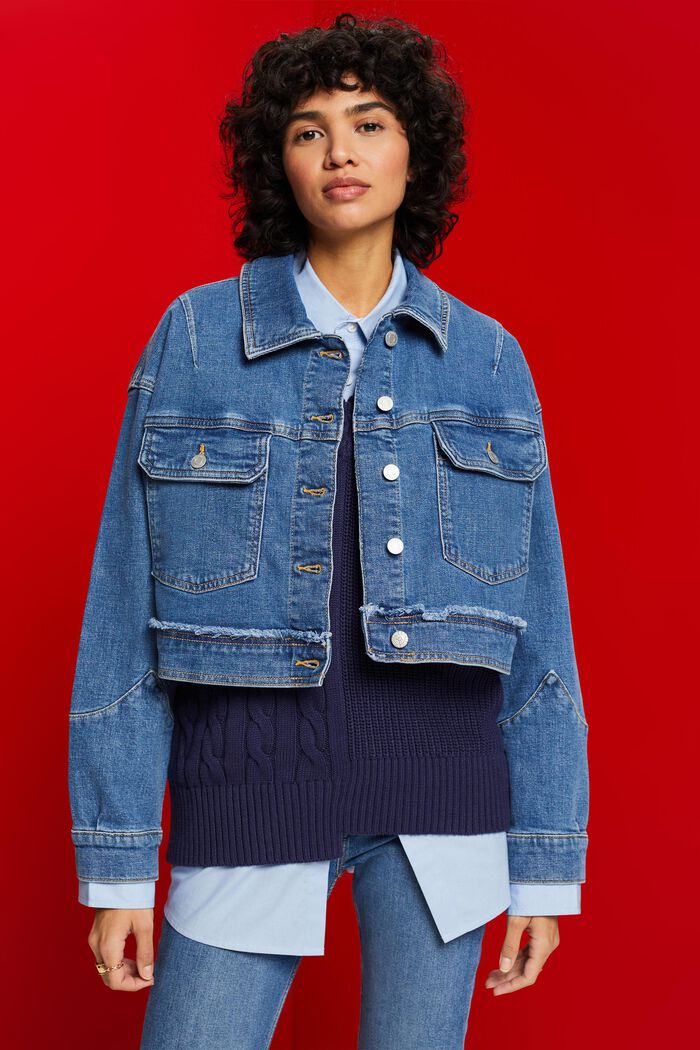 Oversize Jeansjacke in Cropped-Länge