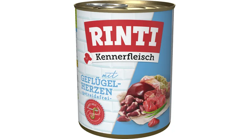 RINTI Hundenassfutter Kennerfleisch Geflügelherzen 800 g