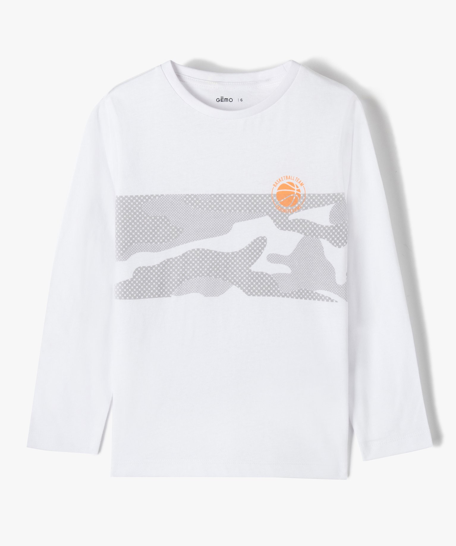 Tee-shirt Garçon à manches longues imprimé sport blanc | GEMO