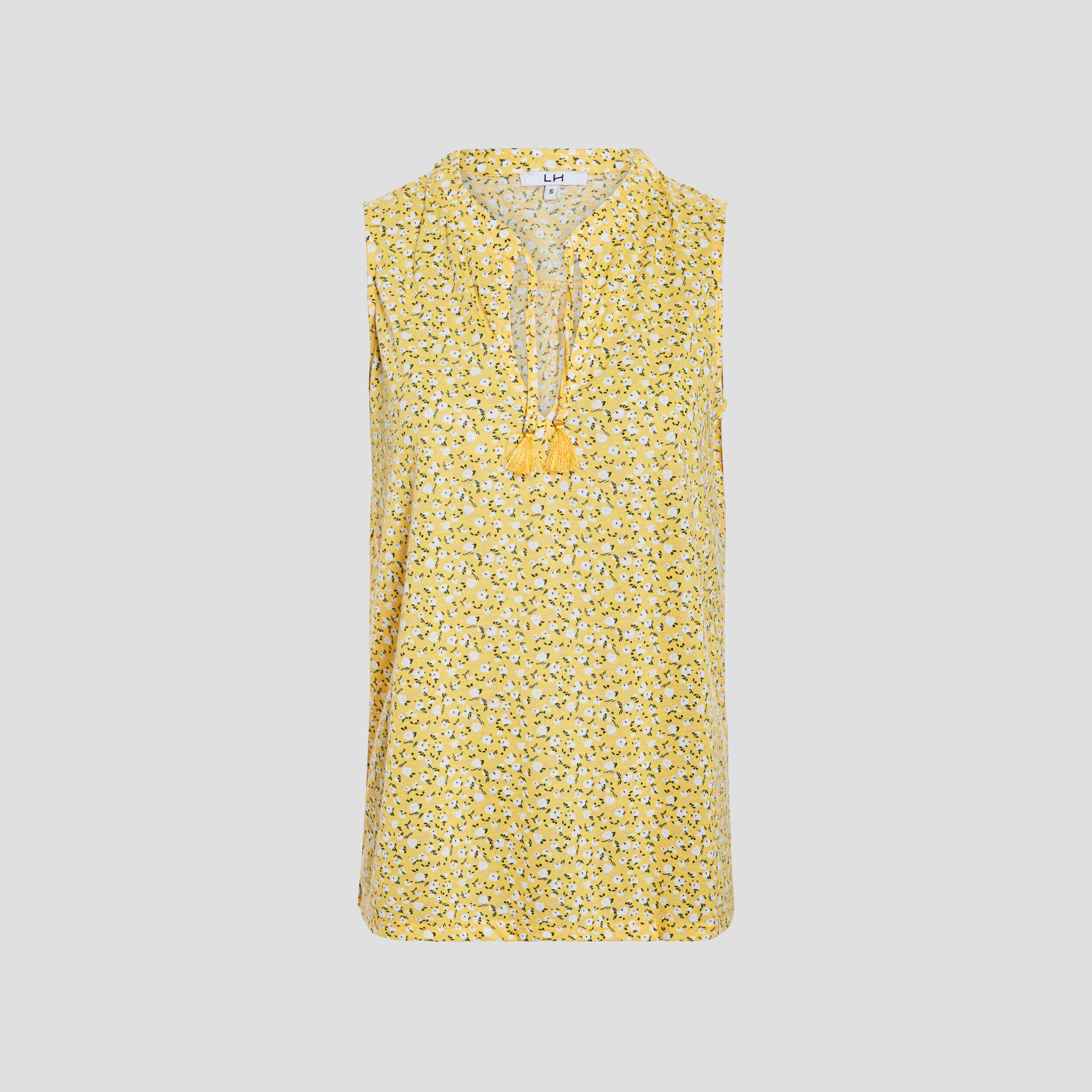 Débardeur col tunisien détail cordon jaune citron femme | La Halle