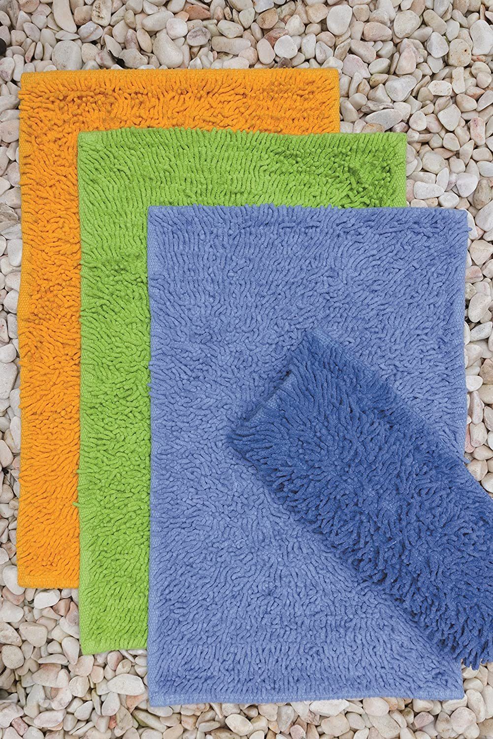 Badematte Chenille Lashuma, Höhe 20 mm, fußbodenheizungsgeeignet, Baumwolle, rechteckig, Weißer Badvorleger saugfähig 50x80 cm