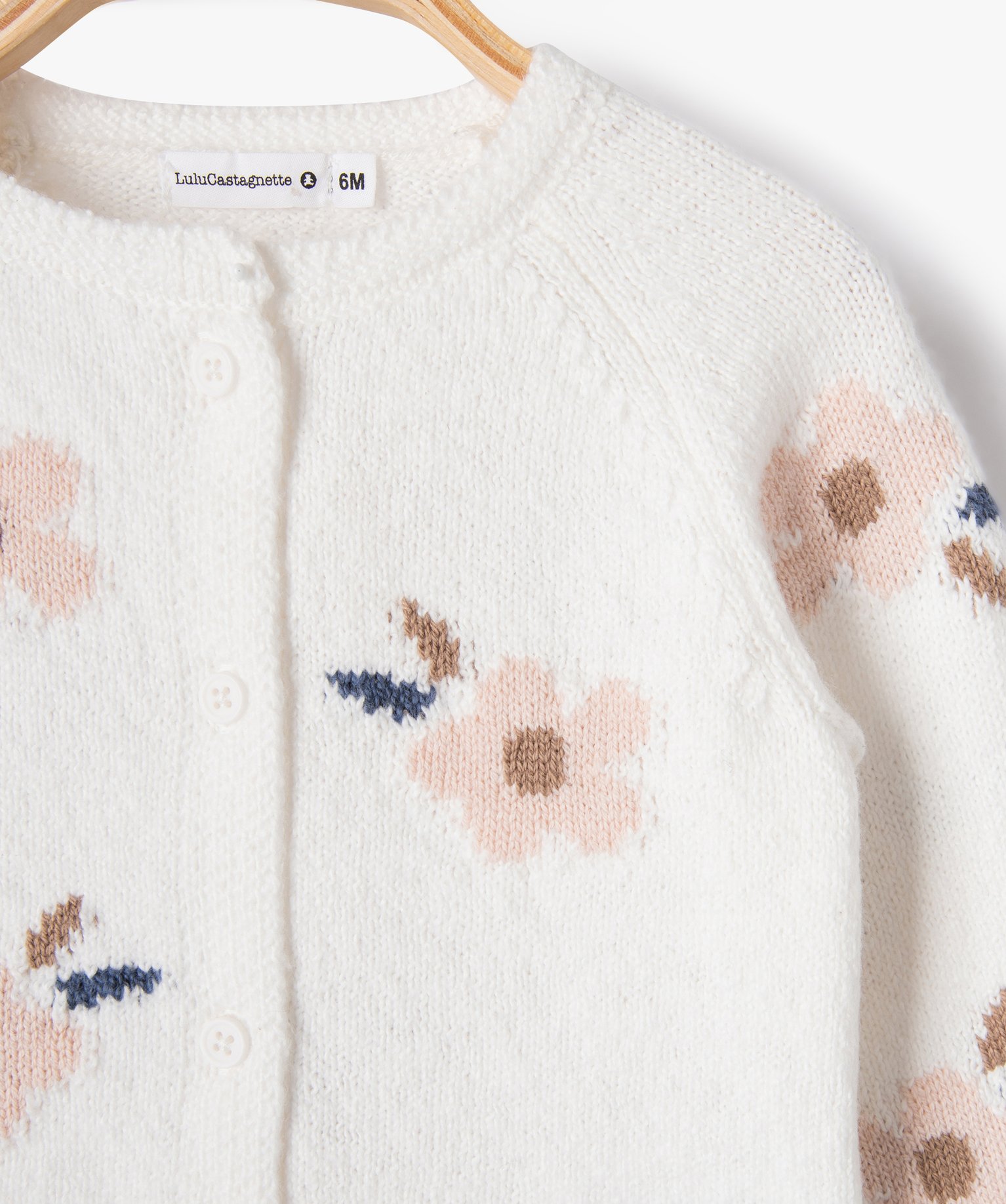 Gilet en maille douce et fleurie bébé fille - LuluCastagnette ecru | GEMO
