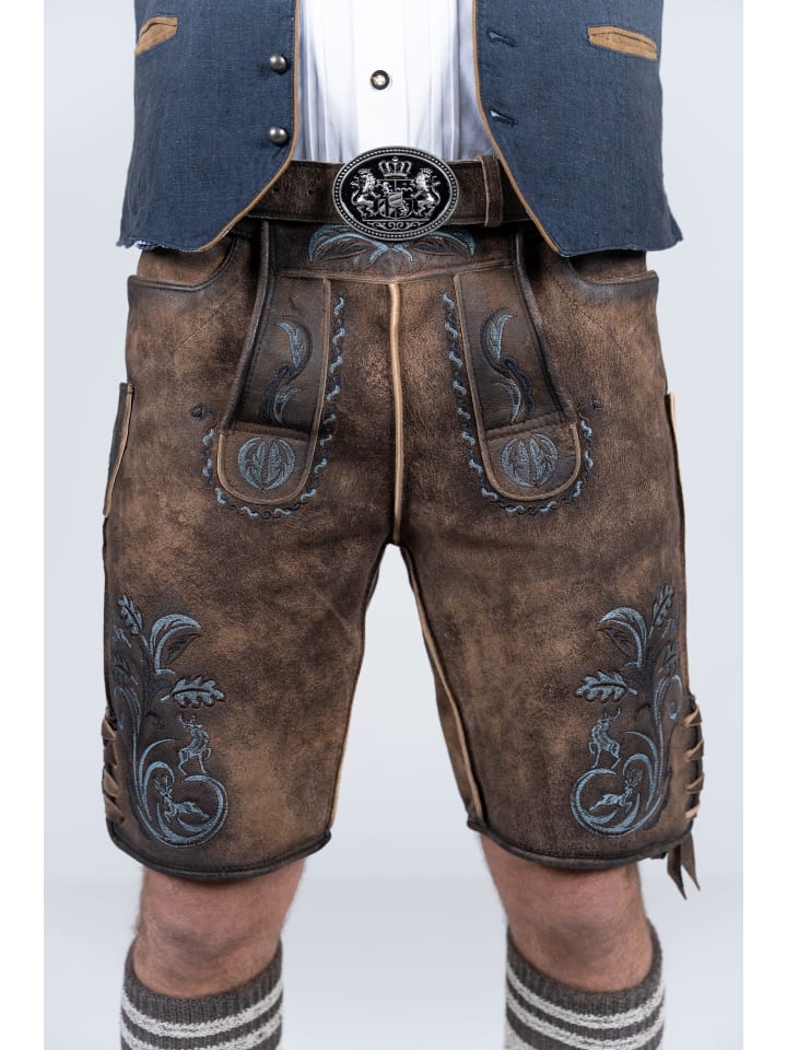 Edelnice Kurze Wildbock Lederhose Florian in dunkelbraun günstig kaufen