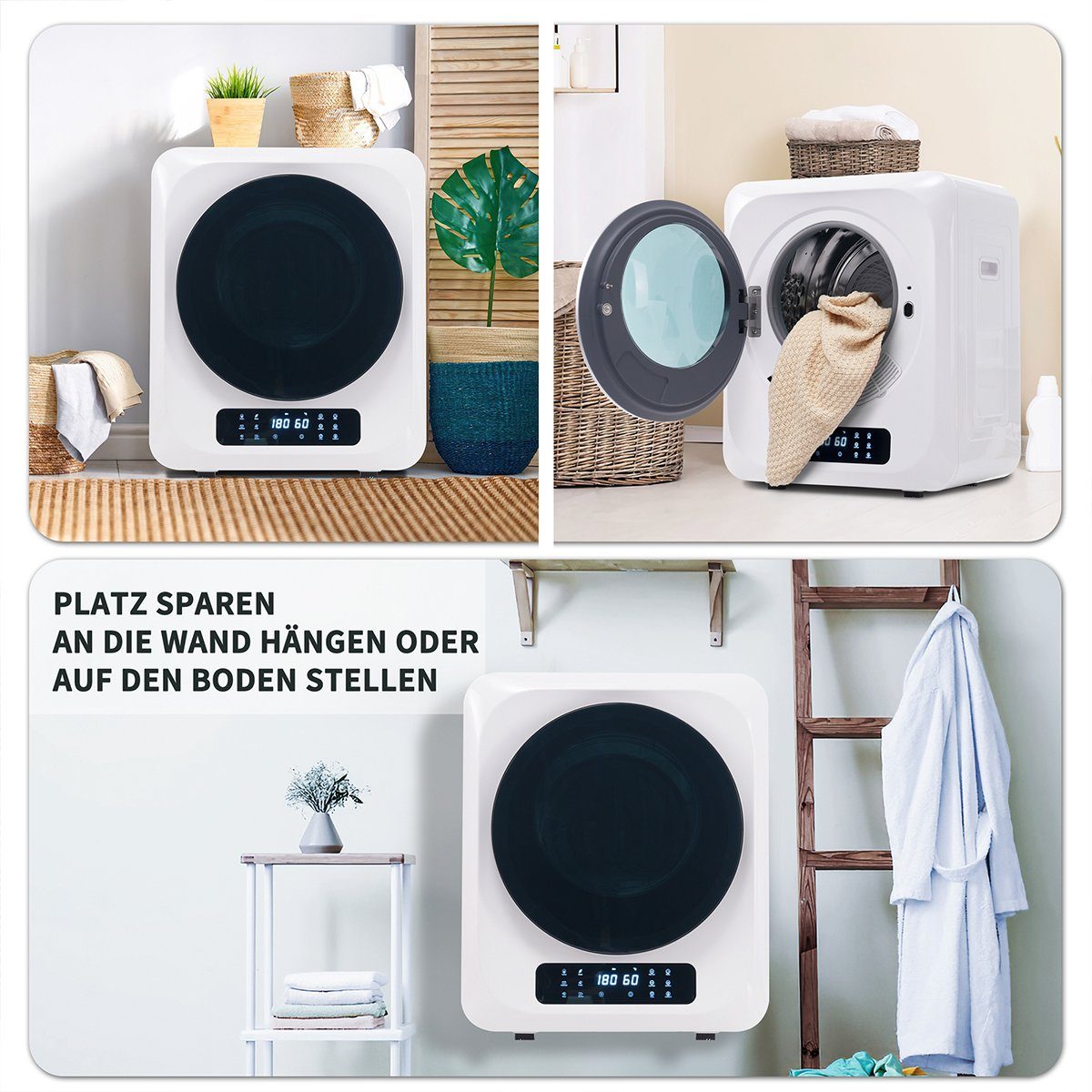 autolock Wäscheständer Wäschetrockner Mini Trockner Wandmontage Ablufttrockner, Mehrfachfiltration 6 Programme 6 Funktionen Überhitzungsschutz