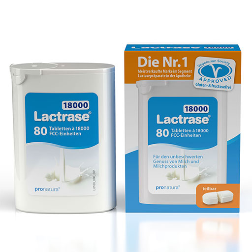 LACTRASE 18.000 FCC Tabletten teilbar im Spender  80 St  Tabletten
