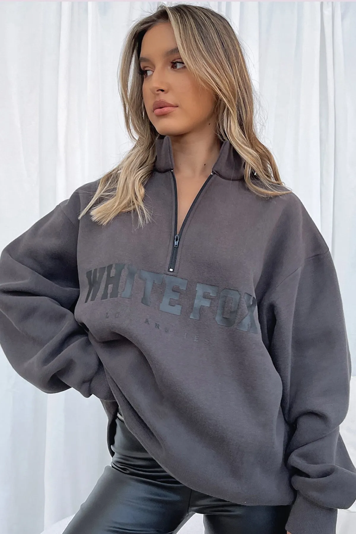 Madmext  Sweatshirt mit geräuchertem Reißverschluss und detailliertem Aufdruck Mg1246